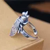 Bague en argent Sterling 925 véritable pour homme et femme, Punk Rock, Texture vive, cigale claire, bijoux animaux uniques