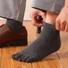 6 Pairs/Lot Business Five Finger For Men Black White Boat No Show Socks With Toes Brand Anti-Bacterial