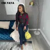 CM.YAYA Activewear Print Drapiertes Patchwork Oansatz Unregelmäßiges T-Shirt Mode Langarm T-Shirt Tops für Frauen Outdoor 210401