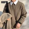 IEFB韓国キンティングセーターメンズルーズファッションプルオーバー緩いヴィンテージ秋冬厚いキンティングウェアトップス男性9Y4754 210524