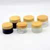 5g 10g 15g 30g 50g Frost Glass Jar Skin Care Eye Cream Jars Pot Refillable Bottle Cosmetic Container With Wood Grain Lid