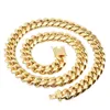 Łańcuch 18 mm biżuteria ze stali nierdzewnej 18 -karatowa Złoto Wyjątkowy wysoko wypolerowane sześcienne crconia zapięcie Miami Cuban Link Naszyjnik Mężczyzny Multi7366610