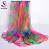 [BYSIFA] Ladies Długi Silk Scarf Design Moda Akcesoria Odzieżowe Zielone Różowe Szaliki Okładki Dla Kobiet 170 * 110 cm