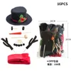 Christmas Snowman Decorations Set Make a Snowman Tools Wooden Button Nose Hat Scarf 16pcs/set XD29954