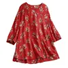 Дизайн плюс размер цветочные печатные блузка женщины O-шеи 3/4 рукава сыпучие повседневные рубашки женские топы и блузки 210603