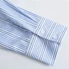 Blue Striped Shirt Dress Woman Summer Long Dresses Women Casual Asymmetric Hem Button Up Sleeve 210519