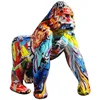 Creative Decoration Painted Colorful Gorilla Crafts Home Entrance Wine Cabinet TV Gift 211101