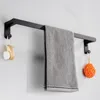 Towel Hanger Wall Mounted Rack Bathroom Space Aluminum Black Grey Bar Rail Holder Accessories Racks