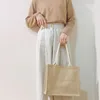 Сумки для хранения BURLAP Джутовая сумка для покупок Портативная сумка Бамбуковая петля ручки Tote Retro DIY Женщины Большой размер Пляж для девочек