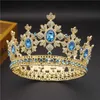 Royal Rei Rei Coroa Bridal Tiara Redondo Diadem Coroa Coroa Cristal Rosa Luz De Ouro Noiva De Casamento Jóias Ornamentos X0726