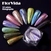 FlorVida 12pcs Kit Holographic Glitter Mirror Powder Nail Art Chrome Pigment Dusts Rub On Nails Design For Manicure Set Salon