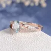 Mode Crystal Shape Rose Gold Trouwringen Elegante Vrouwelijke Ovale Verlovingsvinger Ring voor Bruids Kerst Gift Sieraden
