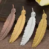 Hurtowe DIY Metal Feather Bookmarks Dokument Książka Mark Etykieta Golden Sier Rose Gold Bookmark Office School Supplies