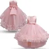 Tjejens klänningar Barnevenemang Värddräkt Bröllop Brudtärna Vestidos För Kids Girls Big Bow Elegant Princess Ball Gown Kläder 4-10