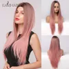 Longue ligne droite rose perruques perruque de cheveux naturels résistant à la chaleur perruques synthétiques pour les femmes mignonne fête cosplay perruques usine directe