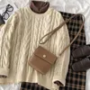 Women's Tracksuits Autumn Three Pieces Suit Casual High Waist Slim T-shirt + White Oversize Sweater Wiast Plaid Maxi Skirt Twniset1