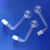 Heldere 10 mm mannelijke frost Joint Pyrex Glass Oil Burner Pipe gebogen voor Bong Nail Burning banger rig