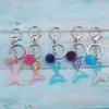 Jaymaxi Mermaid Hairball Key chains Imitation Enamel Ball Resin Gradient Fishtail Keychain Jewelry Wholes 10Pieces/lot