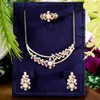 GODKI Spring Multicolor Collection 3PCS Flower Jewelry Set For Women Wedding Party Zircon Dubai Bridal Necklace Earring Ring H1022