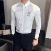 Camicia da uomo di moda ricamo camicia da uomo di marca abbigliamento manica lunga slim fit camicia da uomo casual business streetwear chemise homme 210527