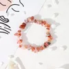 Link, Chain Fashion Style Red Agate Bracelet Simple Trendy Gravel Crystal For Women Jewelry Decoration Gift