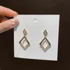 925銀針韓国のレトロな気質イヤリング誇張されたネットレッドコールド風の幾何学的なフルダイヤモンドの女性