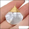 Charms Jewelry Findings & Components Charm Winding Copper Wire Shell Pendant Sector Natural Mother-Of-Pearl Pendants For Making Diy Necklace