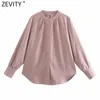 Women Simply Stand Collar Solid Color Smock Blouse Office Ladies Single Breasted Business Shirts Chic Blusas Tops LS7463 210416
