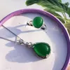 Jadery Classic 925 Sterling Zilveren Ring / Ketting voor Vrouwen Handgemaakte Natuurlijke Groene Jade Gemstone Crystal Sieraden Set Gifts 2021 Armband, Oor