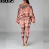 Jogging Suits for Women Slash Neck Off Shoulder Tops Pants Tie Dye Set Casual Fashion Homewear Autumn Sets s Outfits 210515