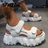 Fujin 6cm Gladiator Platforma Sandały damskie 2021 Lato Moda Kobiety Chunky Beach Sandal Denim Wygodne Sandalianie Mujer Y0721