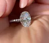 Gioielli classici con anelli di diamanti taglio ovale da 3 ct AAA con zirconi anelli di fidanzamento misura 5-10 placcati in argento