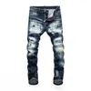 Designer Skinny Feet Broek Heren Jeans Gescheurde Verf Splatter Retro Blauwe Rechte Kwaliteit Jean Streetwear Beggar Streepants