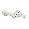 Chaussures de robe dames et sandales de mariage pour femmes mariée strass clair talons cristal bas