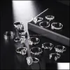 Band Ringar Smycken 15 st / set Vintage Bohemian Geometric Wave Knuckle Set för Women Retro Sier Finger Bröllop YC Drop Leverans 2021 A5CM6