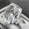 Novo espumante vintage jóias casal anéis 925 prata esterlina grande corte oval diamante mulheres casamento anel nupcial conjunto presente