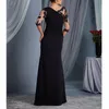 2020 Black Mother of the Bride Dresses с 34 рукавами аппликации шифоновые вечерние платья для свадебных платьев для гостей 7735287480