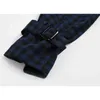 [EAM] Women Blue Striped Plaid Split Big Size Blouse Lapel Long Sleeve Loose Fit Shirt Fashion Spring Autumn 1D356 210512