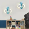 Vägglampa Fjäril Modern Flicka Bedroom Creative Sconce Lampor Cartoon Children's Room Led Bedside Bifogat