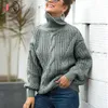 Autumn Winter Women Turtleneck Sweater Loose Oversized Elegant Warm Knitted Pullovers Fashion Solid Tops Knitwear Jumper 210917