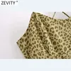 Mulheres sexy leopardo impressão hem ruffles sling mini vestido feminino feminino lado zíper vestidos verão vestidos ds8321 210420