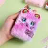 NEWCute Cat Plush Notebook For Girls Party Favor Kawaii Pendant Keychain Furry Cats Notebook Daily Planner Journal Book Note Pad RRF12438