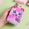 NEWCute Cat Plush Notebook For Girls Party Favor Kawaii Pendentif Keychain Furry Cats Notebook Daily Planner Journal Book Note Pad RRF12438