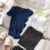 Female knit T-shirt Women ops Lurex Glitter Summer Shirt for Black White shirt Short Sleeve Shirts tops 210420