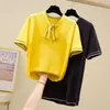 Knitted Women Bow Neck Sweater Pullovers Summer Basic Women kint thin Sweaters Oversized Fit Black Pull Femme 210604