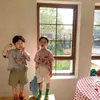 Sommarpojkar och flickor Casual Cotton Shorts Kids Unisex Soft Solid Color 210723