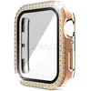 Couvercle en verre trempé adapté pour Apple Watch Protecteur d'écran de pare-chocs de protection Shell Pc Shell Diamond Iwatch Double Diamond Watch Case