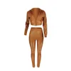 Solid Artificial Leather Tracksuit Women 2021 Spring Long Sleeve Hooded Top and Pant Suits Fashion Push Up Velvet outfit Women's Two Piece P