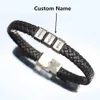 Bracelets en corde tressée en cuir pour hommes, personnalisés, authentiques, noms personnalisés 1 à 9, perles, bijoux, cadeau avec boîte-cadeau