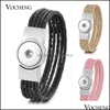 Link, Chain Bracelets Jewelry 10Pcs/Lot Wholesale 18Mm Vocheng Snap Button Charms Leather Bracelet Braided Magnet Clasp 10 Colors Nn-525*10